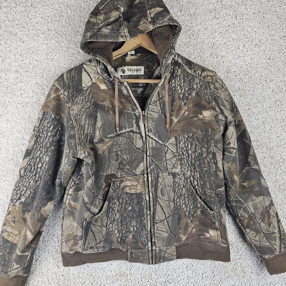 Dri Duck Camo Realtree Hardwood Wildfire Power Fleece Hoodie Jacket Womens Large